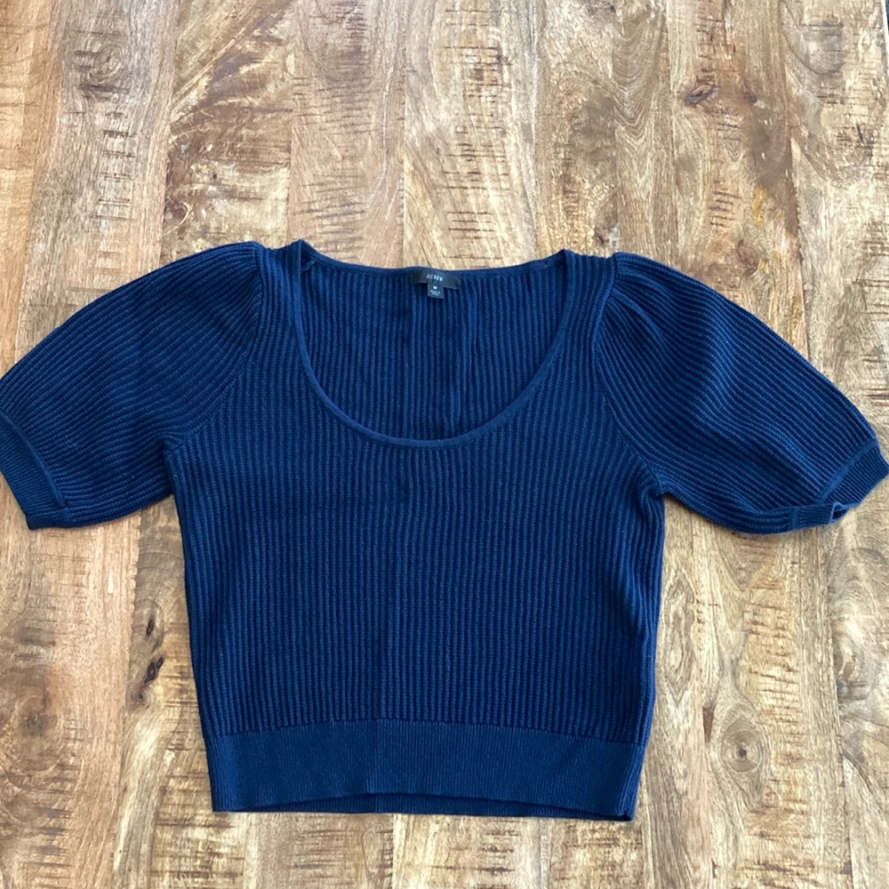 J.Crew Navy Ribbed Knit Top